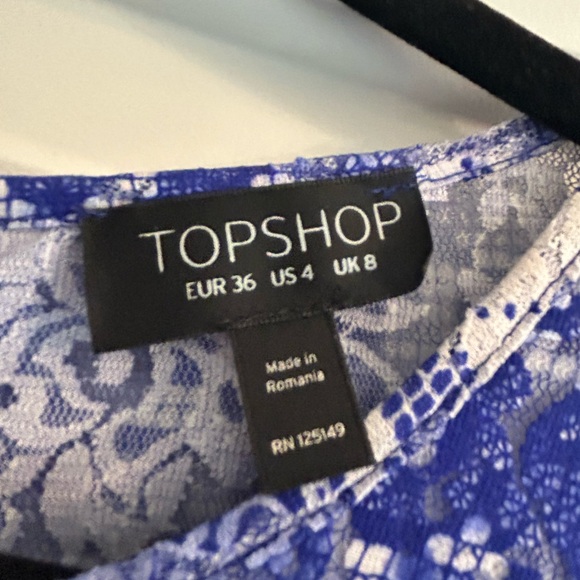 Top Shop blue and white lace dress Size US 4 - Picture 3 of 6